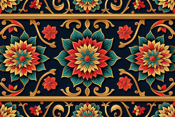 Traditional Kanok patterns often incorporate a vibrant and rich color palette. Gold, red, green