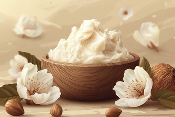 Protection: The thick consistency of shea butter helps to create a protective barrier on the skin - obrazy, fototapety, plakaty