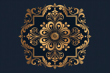 Square arabic pattern. Rectangle baroque ornament. Vintage frame