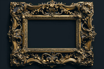 Antiquarian, Richly Decorated, Ornamented, Gold Plated Empty Picture Frame for Putting Your Pictures in