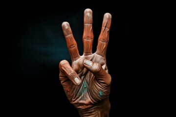 Universal Peace sign. Palm gesture arm. Generate Ai