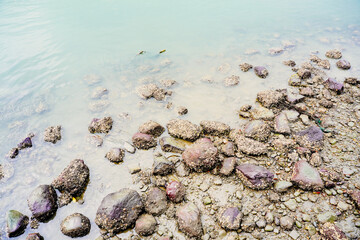 Taipei, Taiwan, Republic of China, 01 22 2024: Clean Tamsui river in a raining day in winter
