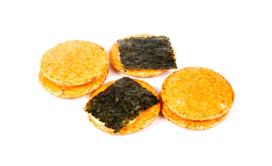 Japanese rice cracker isolated on white background