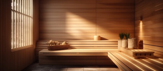 Interior of a modern wooden sauna