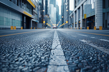 City background, street level, empty modern city street backplate for automotive.