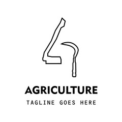 Agriculture logo with hoe and sickle design isolated in white background