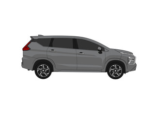 Grey mvp car isolated in white background