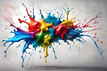 Colorful paint splash. Isolated design element on the transparent background.