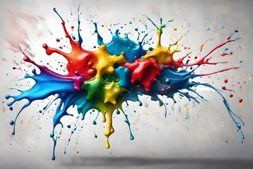 Photo sur Plexiglas Papillons en grunge Colorful paint splash. Isolated design element on the transparent background.