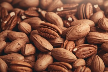 Textured Pecan mockup background. Organic diet. Generate Ai