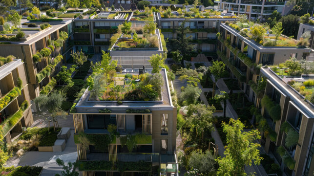 A  housing complex of 280 appartements, lot of vegetation on facades and outside