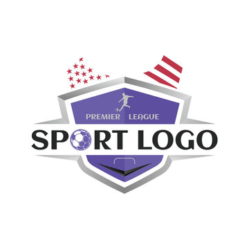 Soccer Football Badge Logo Design Templates. Sport Team Identity Vector Illustrations of Soccer Themed T shirt Graphics. American Football sport logo