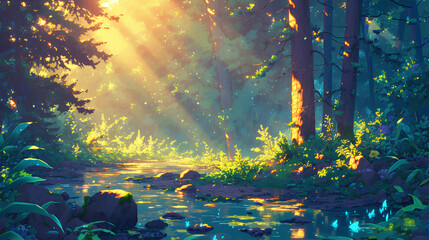 Obraz na płótnie Canvas fantasy forest plant anime background