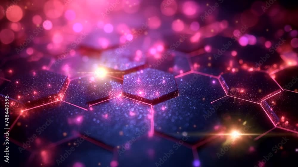 Wall mural glowing hexagonal abstract background. seamless looping time-lapse 4k video animation background