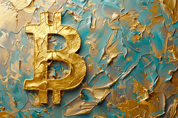 abstract pastel and gold colors bitcoin, pastel textured background