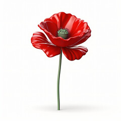 3d render icon of poppy cartoon isolated generated AI