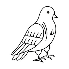 Line art of pigeon cartoon vector