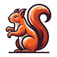 Cute squirrel full body character vector illustration, fluffy adorable squirrel chipmunk design template isolated on white background