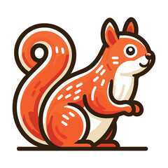 Cute squirrel full body character vector illustration, fluffy adorable squirrel chipmunk design template isolated on white background