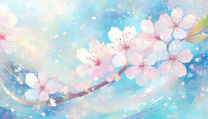 美しい桜の抽象的で幻想的な背景・壁紙イラスト素材
 - obrazy, fototapety, plakaty