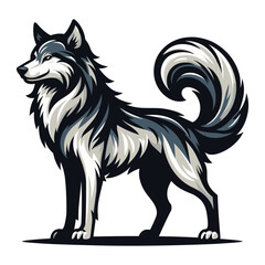 Obraz premium Wild wolf dog full body design vector illustration, animal wildlife template isolated on white background