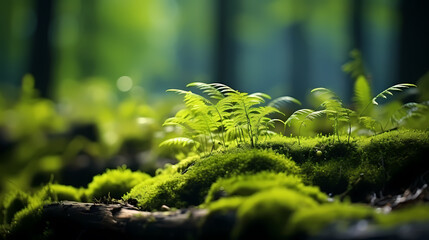 Close-up of lush green moss