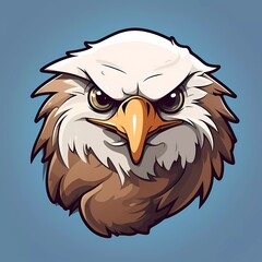 Hand drawn vector illustration of a cute eagle head character. with a minimalist background. generative ai
