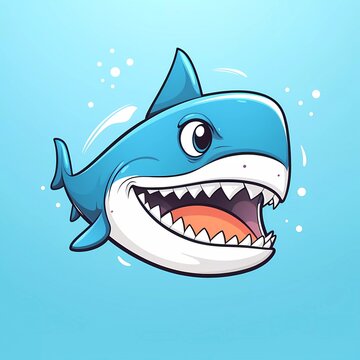 Hand drawn vector illustration of a cute shark head character. with a minimalist background. generative ai