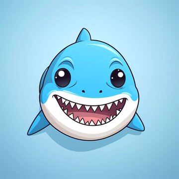 Hand drawn vector illustration of a cute shark head character. with a minimalist background. generative ai