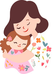 Mother's Day with flower wreath illustration, greeting card