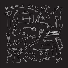hand drawn builder doodles