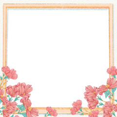 Ilustración digital marco botánico decorativo en textura de crayón 
