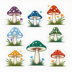 Set of mushrooms. Minimalist Mushroom Designs for Digital Artistry.