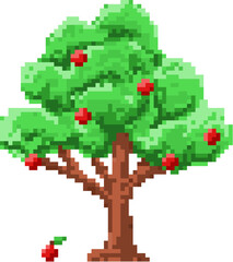 Fototapeta premium Pixel art apple tree