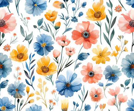 Vector watercolor collection of flower with white background. AI generated