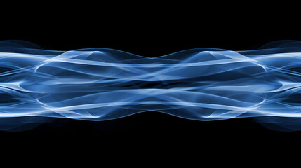 Blue wavy smoke on a black background, Abstract smoke on a black background, Abstract blue waves isolated on black, and Movement of white smoke isolated on black background.Blue tone
