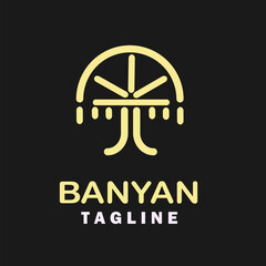 Banyan tree logo icon. Editable vector design.