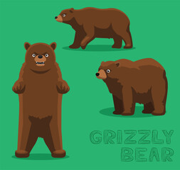Obraz premium Grizzly Bear Brown Cartoon Vector Illustration