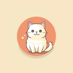 flat logo vector illustration of a cute cat, with a minimalist background. generative ai