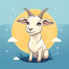 vector illustration of a cute goat, with a minimalist background. generative ai