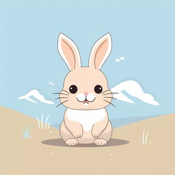 vector illustration of a cute rabbit, with a minimalist background. generative ai
