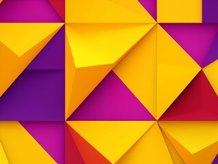 Violet and Yellow Abstract Triangles Background. Generative AI