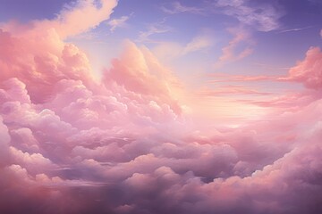 Tranquil Pink cloud. Weather nature purple. Generate Ai