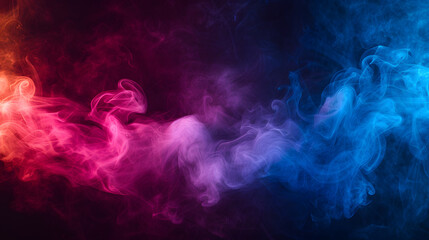 colorful smoke on the dark studio, abstract background.