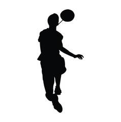 silhouette design of a badminton athlete receiving the ball from his opponent.