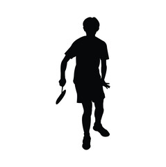 Fototapeta na wymiar vector design of the silhouette of a badminton player receiving the ball