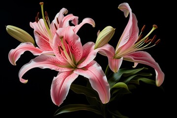 Exquisite Pink lilly. Summer nature floral. Generate Ai