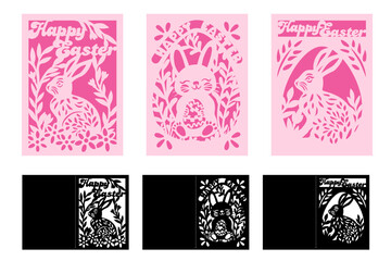 Happy Easter Card Svg Template For Laser And Paper cut