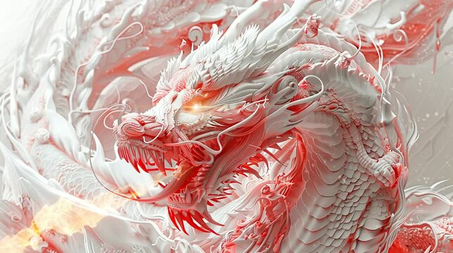 An angry dragon spits fire. seamless looping time-lapse virtual 4k video Animation Background.
