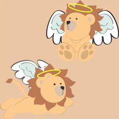 Fototapeta premium little angel lion cherub cartoon pack collection in vector format